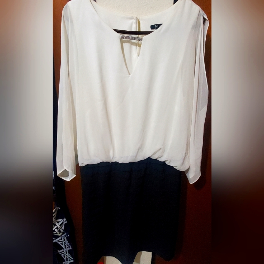 MSK Black White Dress Formal Wear Women's Sz 16